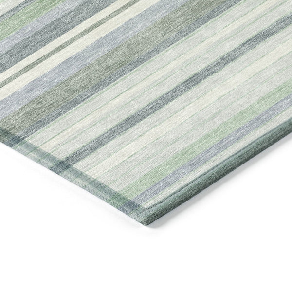 HomeRoots 8' Mint Green and Ivory Striped Washable Area Rug - Durable, Versatile Indoor/Outdoor Decor Accent 659667