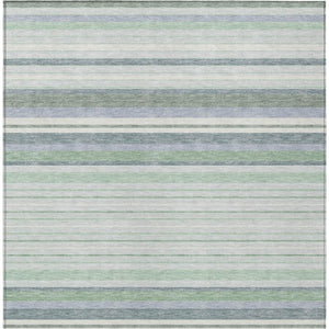 HomeRoots 8' Mint Green and Ivory Striped Washable Area Rug - Durable, Versatile Indoor/Outdoor Decor Accent 659667