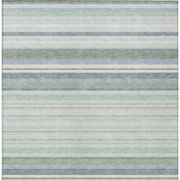 HomeRoots 8' Mint Green and Ivory Striped Washable Area Rug - Durable, Versatile Indoor/Outdoor Decor Accent 659667