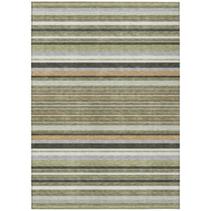 HomeRoots 10' Olive Green Striped Area Rug - Stylish, Washable Indoor/Outdoor Design for High-Traffic Spaces 659675