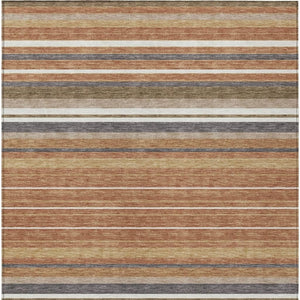HomeRoots 9' X 12' Bold Chili Red, Ivory, and Gold Striped Washable Rug for Indoor & Outdoor Style & Durability 659680