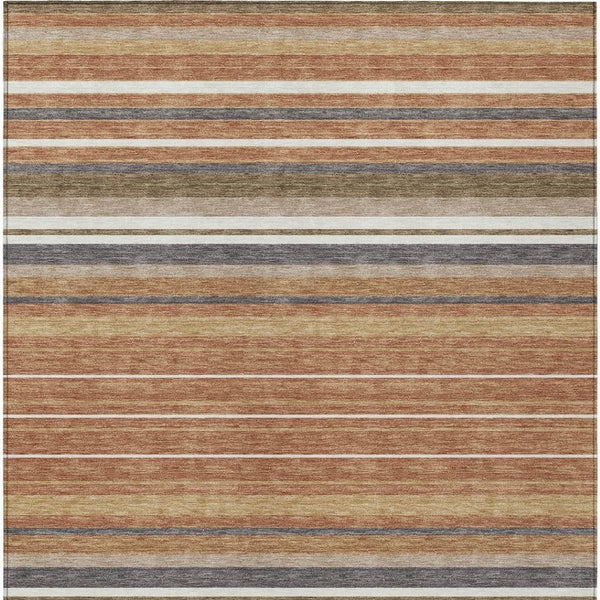 HomeRoots 9' X 12' Bold Chili Red, Ivory, and Gold Striped Washable Rug for Indoor & Outdoor Style & Durability 659680