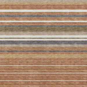 HomeRoots 9' X 12' Bold Chili Red, Ivory, and Gold Striped Washable Rug for Indoor & Outdoor Style & Durability 659680