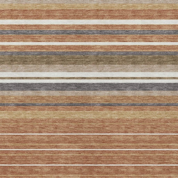 HomeRoots 9' X 12' Bold Chili Red, Ivory, and Gold Striped Washable Rug for Indoor & Outdoor Style & Durability 659680