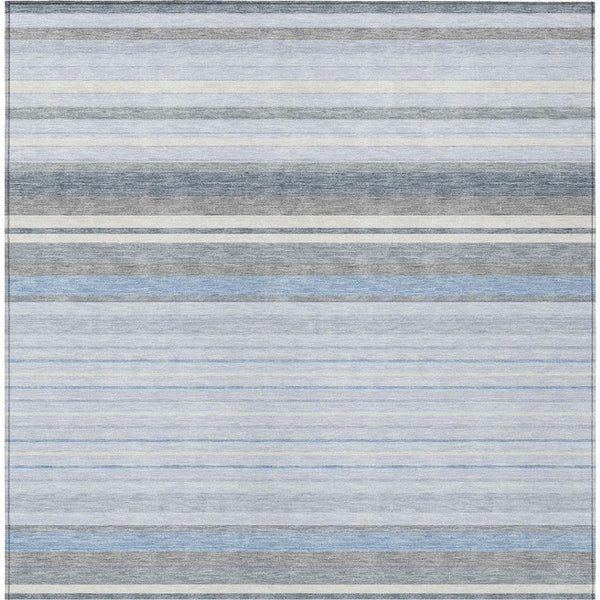 HomeRoots 9' Sky Blue & Ivory Striped Area Rug – Versatile Indoor/Outdoor Design, Easy Care, Stain-Resistant! 659686
