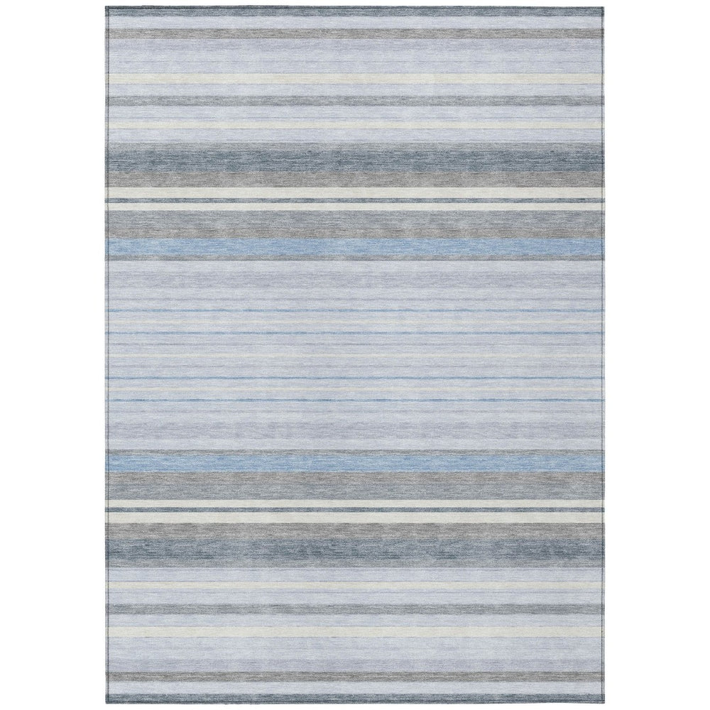 HomeRoots 9' Sky Blue & Ivory Striped Area Rug – Versatile Indoor/Outdoor Design, Easy Care, Stain-Resistant! 659686