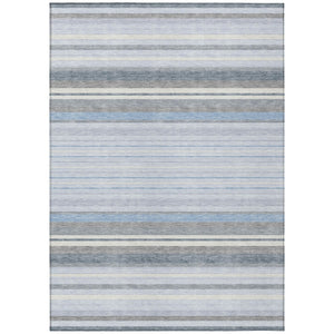 HomeRoots 9' Sky Blue & Ivory Striped Area Rug – Versatile Indoor/Outdoor Design, Easy Care, Stain-Resistant! 659686