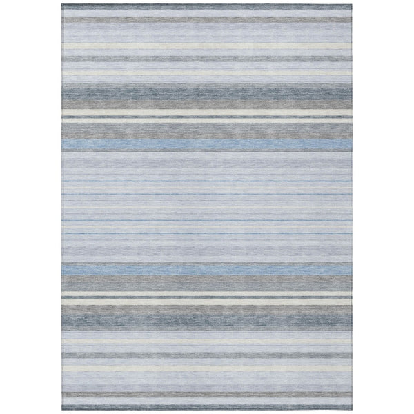 HomeRoots 9' Sky Blue & Ivory Striped Area Rug – Versatile Indoor/Outdoor Design, Easy Care, Stain-Resistant! 659686