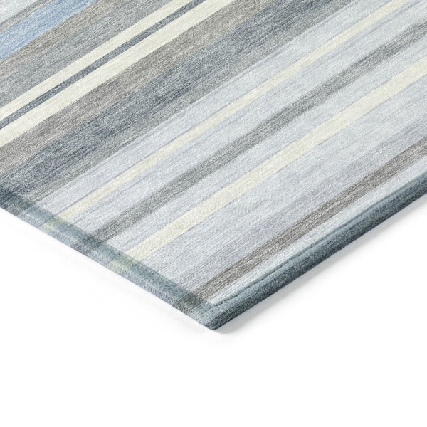 HomeRoots 9' Sky Blue & Ivory Striped Area Rug – Versatile Indoor/Outdoor Design, Easy Care, Stain-Resistant! 659686