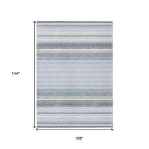 HomeRoots 9' Sky Blue & Ivory Striped Area Rug – Versatile Indoor/Outdoor Design, Easy Care, Stain-Resistant! 659686