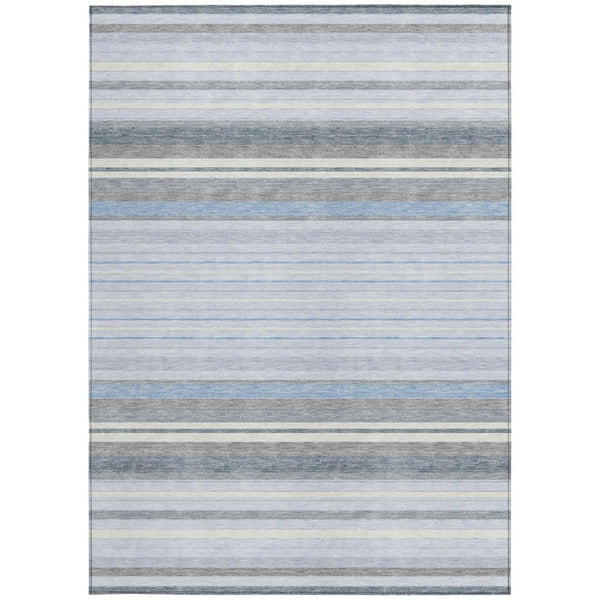 HomeRoots 10' Sky Blue & Ivory Striped Indoor Outdoor Area Rug - Durable, Washable, Stain-Resistant Design! 659687