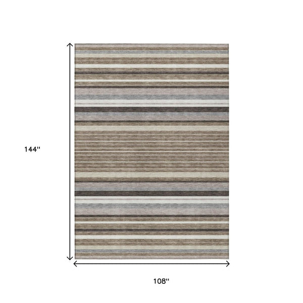HomeRoots 9' X 12' Indoor Outdoor Area Rug in Taupe, Ivory & Brown - Stylish, Durable, Washable & Versatile! 659692