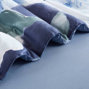 English Elm 7-piece King Comforter Set Cotton Print Bedding with Embroidered Pillows Layered Bedroom Blue Multi B035P482993