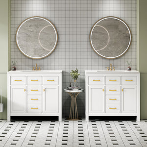 English Elm 72'' Modern Bathroom Vanity Set With Ceramic Sink, Solid Wood Frame, Ample Storage & Sleek Design N710SS00011K