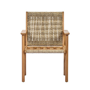 English Elm 7 Piece Outdoor Acacia Wood Dining Set Wicker Slatted Table Cushioned Patio Chairs Beige,Light Teak N768P374497L_6_N768P374498L
