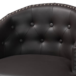 Baxton Studio Baxton Studio Avril Modern Faux Leather Tufted Swivel Barstools with Nailhead Trim - Set of 2 Brown BBT5210A1-BS-Brown