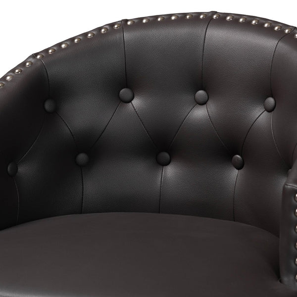 Baxton Studio Baxton Studio Avril Modern Faux Leather Tufted Swivel Barstools with Nailhead Trim - Set of 2 Brown BBT5210A1-BS-Brown