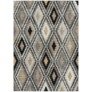 HomeRoots 10' Modern Geometric Washable Area Rug in Black, Ivory & Beige for Indoor/Outdoor Use - Durable & Stylish 659711