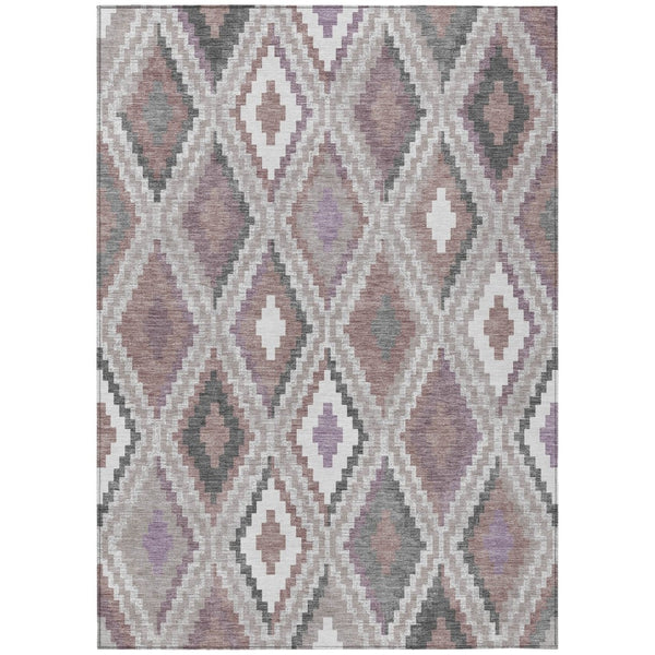 HomeRoots 8' X 10' Blush Ivory & Gray Geometric Washable Indoor/Outdoor Area Rug - Durable & Stylish Decor Choice! 659715