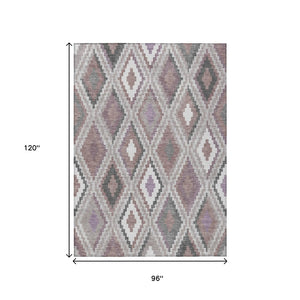 HomeRoots 8' X 10' Blush Ivory & Gray Geometric Washable Indoor/Outdoor Area Rug - Durable & Stylish Decor Choice! 659715