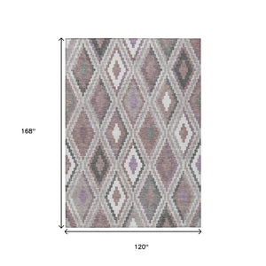 HomeRoots 10' Modern Geometric Blush Ivory & Gray Area Rug – Durable, Washable for Indoor & Outdoor Spaces! 659717