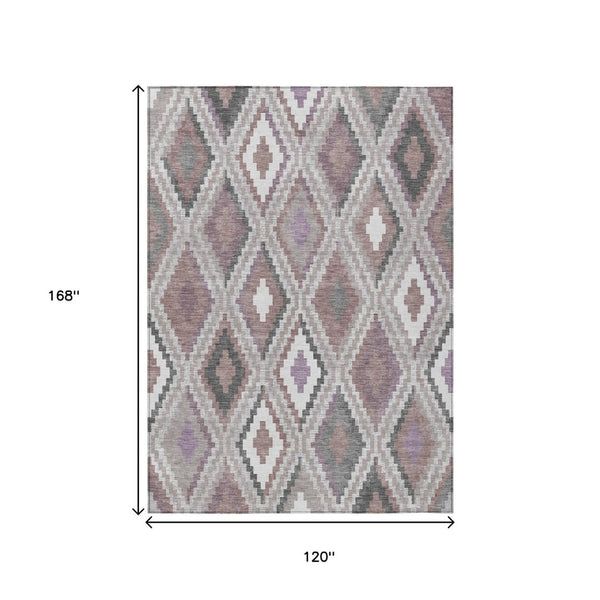 HomeRoots 10' Modern Geometric Blush Ivory & Gray Area Rug – Durable, Washable for Indoor & Outdoor Spaces! 659717