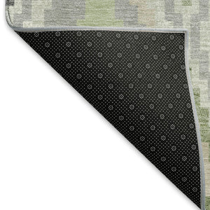 HomeRoots 8' Stylish Fern Green Gray Ivory Round Geometric Rug – Washable, Durable for Indoor & Outdoor Use! 659726