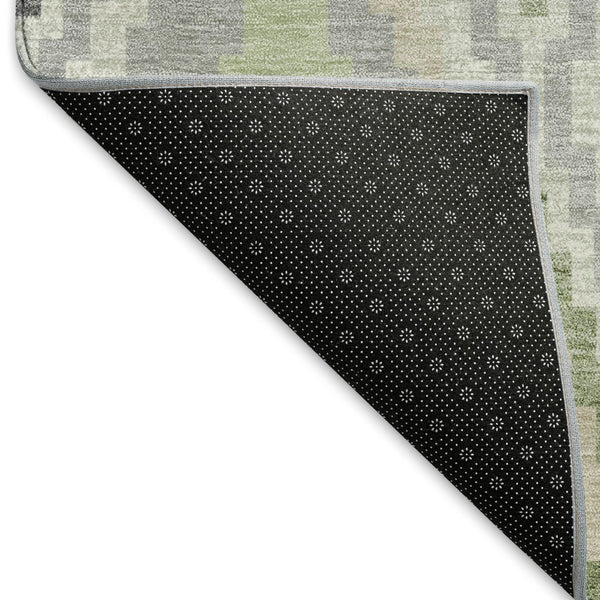 HomeRoots 8' Stylish Fern Green Gray Ivory Round Geometric Rug – Washable, Durable for Indoor & Outdoor Use! 659726