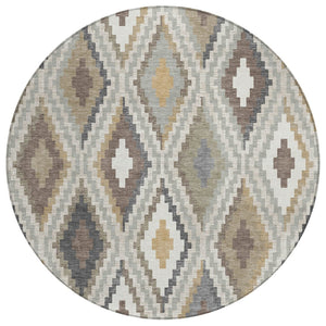 HomeRoots 8' Stylish Taupe Gold & Ivory Geometric Washable Area Rug - Perfect for Indoor/Outdoor Spaces! 659732