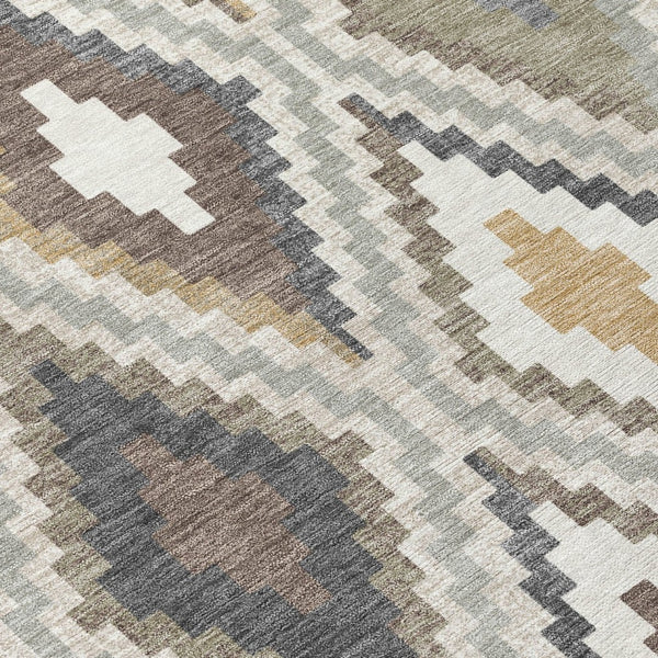 HomeRoots 8' Stylish Taupe Gold & Ivory Geometric Washable Area Rug - Perfect for Indoor/Outdoor Spaces! 659732