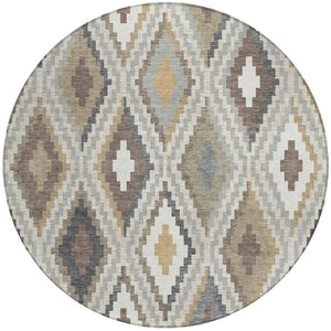 HomeRoots 8' Stylish Taupe Gold & Ivory Geometric Washable Area Rug - Perfect for Indoor/Outdoor Spaces! 659732