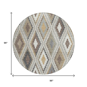 HomeRoots 8' Stylish Taupe Gold & Ivory Geometric Washable Area Rug - Perfect for Indoor/Outdoor Spaces! 659732