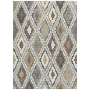 HomeRoots 9' Taupe, Gold & Ivory Geometric Washable Area Rug – Stylish Indoor/Outdoor Decor for Any Space! 659734