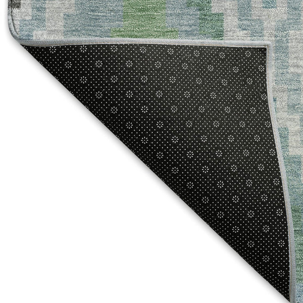 HomeRoots 10' Geometric Teal Blue, Ivory & Green Washable Area Rug for Indoor/Outdoor Use - Durable & Stylish! 659741
