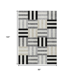 HomeRoots 8' X 10' Contemporary Geometric Washable Area Rug – Stylish, Durable, Indoor/Outdoor Use, Easy Care 659745