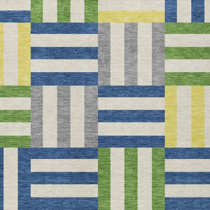 HomeRoots 8' X 10' Vibrant Blue, Yellow & Green Geometric Washable Area Rug for Indoor/Outdoor Style & Comfort 659751
