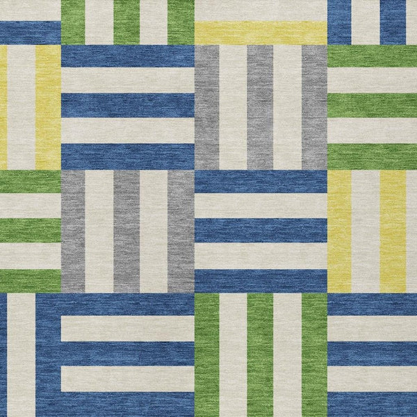 HomeRoots 8' X 10' Vibrant Blue, Yellow & Green Geometric Washable Area Rug for Indoor/Outdoor Style & Comfort 659751