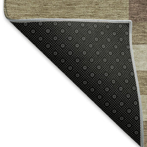 HomeRoots 8' Round Geometric Area Rug in Brown, Beige, and Ivory – Durable, Washable, Indoor/Outdoor Style! 659756