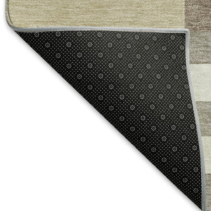 HomeRoots 9' X 12' Modern Geometric Area Rug - Ivory, Gray & Brown, Durable for Indoor/Outdoor, Machine Washable 659770