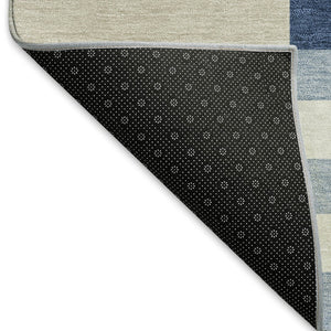 HomeRoots 9' Navy Blue, Ivory & Khaki Geometric Area Rug – Durable, Washable Indoor/Outdoor Decor for Any Space 659776