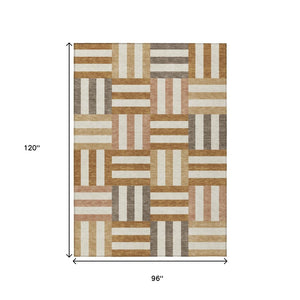 HomeRoots 8' X 10' Chili Red Geometric Indoor Outdoor Area Rug - Stylish, Washable, Durable & Versatile Design! 659781