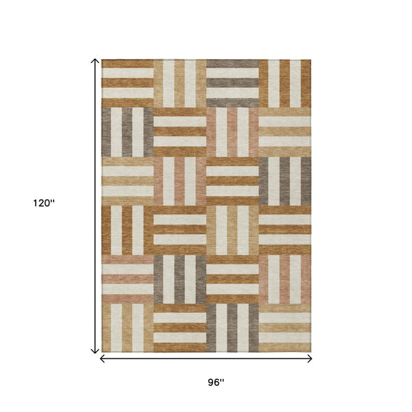 HomeRoots 8' X 10' Chili Red Geometric Indoor Outdoor Area Rug - Stylish, Washable, Durable & Versatile Design! 659781