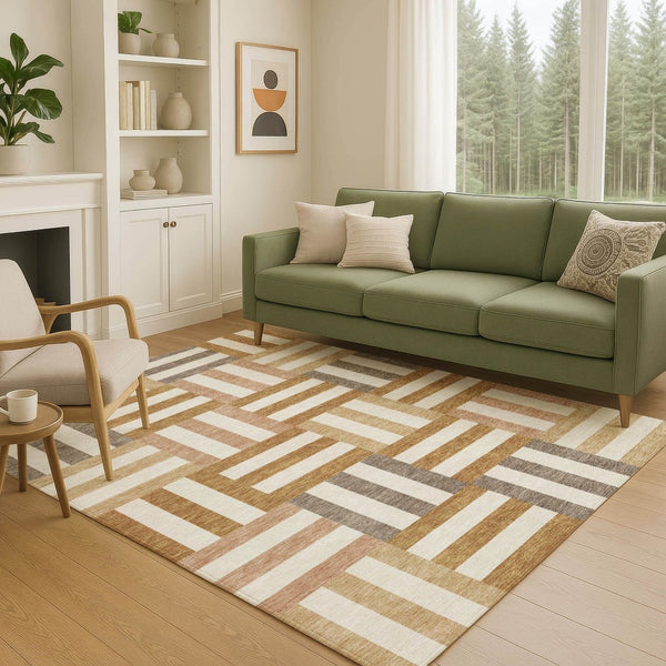 HomeRoots 8' X 10' Chili Red Geometric Indoor Outdoor Area Rug - Stylish, Washable, Durable & Versatile Design! 659781