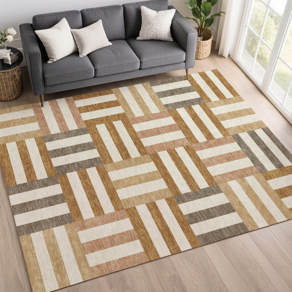 HomeRoots 8' X 10' Chili Red Geometric Indoor Outdoor Area Rug - Stylish, Washable, Durable & Versatile Design! 659781