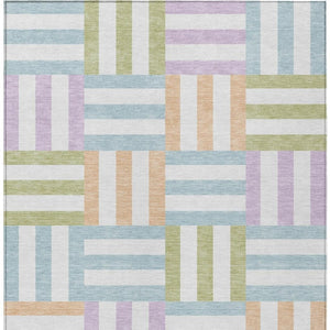 HomeRoots 5' X 8' Pearl Blue & Lavender Geometric Area Rug - Washable, Durable, Indoor/Outdoor Versatile Design 659785