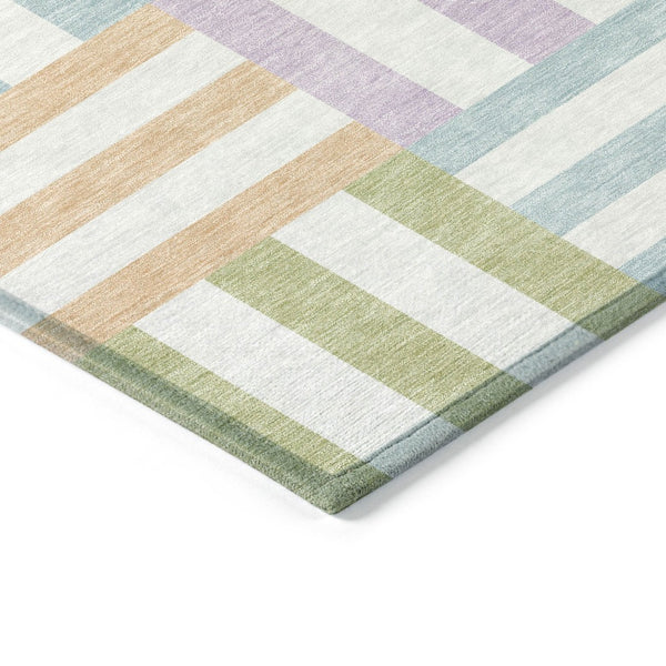 HomeRoots 5' X 8' Pearl Blue & Lavender Geometric Area Rug - Washable, Durable, Indoor/Outdoor Versatile Design 659785