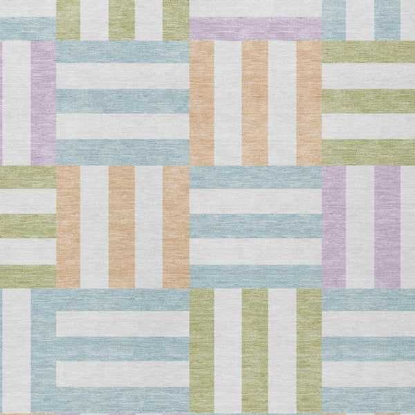 HomeRoots 5' X 8' Pearl Blue & Lavender Geometric Area Rug - Washable, Durable, Indoor/Outdoor Versatile Design 659785