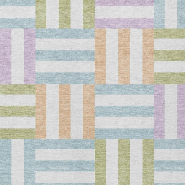 HomeRoots 8' X 10' Pearl Blue & Lavender Geometric Area Rug - Durable, Machine Washable for Indoor/Outdoor Use 659787