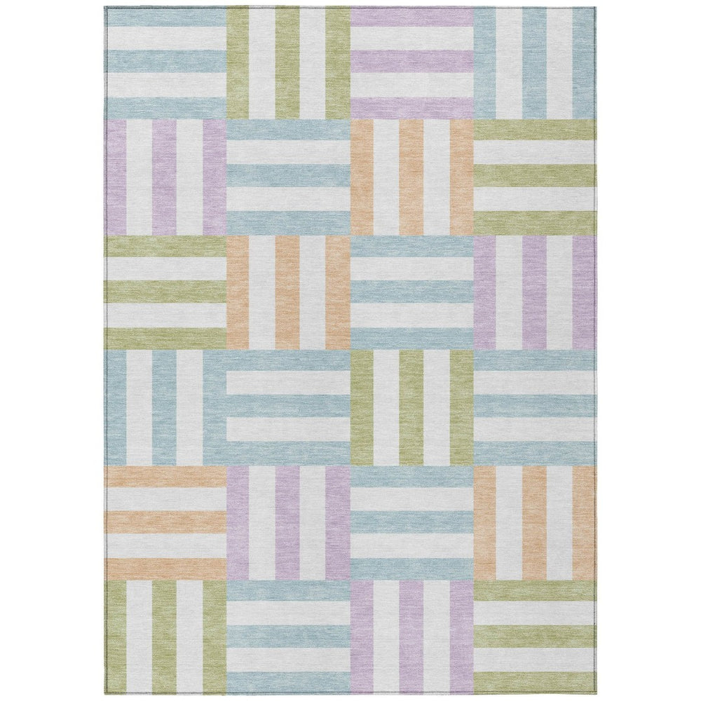 HomeRoots 10' Pearl Blue & Lavender Geometric Area Rug – Washable, Durable, Stylish for Indoor/Outdoor Spaces! 659789