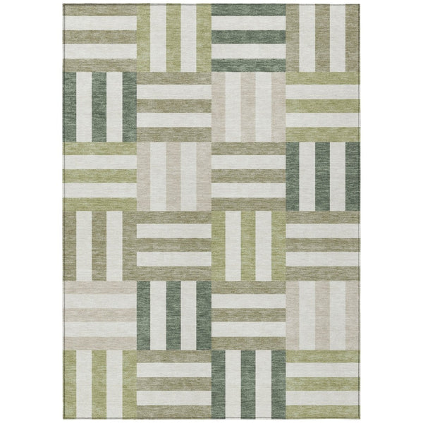 HomeRoots 8' X 10' Sage Ivory And Taupe Geometric Area Rug – Washable, Durable, Indoor/Outdoor Versatility! 659793